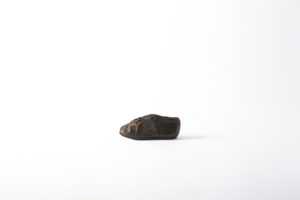 Infant’s lace ankle shoe c. 1820. Exhibition category – Scale resized London College of Fashion presents Footnotes: Intimate Stories of Shoes at Sutton House Opening on Wednesday 9 May 2018 Sutton House, 2 and 4 Homerton High Street, Hackney, London E9 6JQ