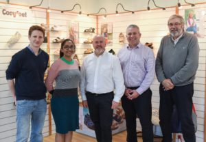 May Cosyfeets Angus Lewis and Nick Brown with the visiting panel from the College Podiatry Experts Advise on Footwear for People with Diabetes